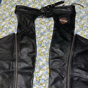 Harley Davidson black leather motorcycle chaps